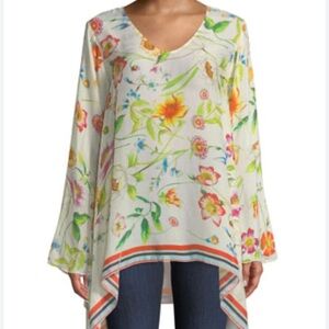 Johnny Was Fiska Flare Sleeve Floral Print Blouse Size Small S